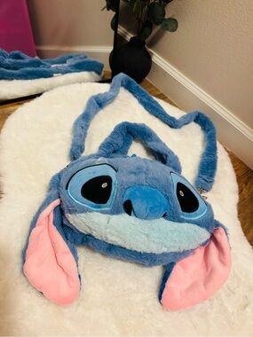 Stitch Blue Plush Crossbody Bag